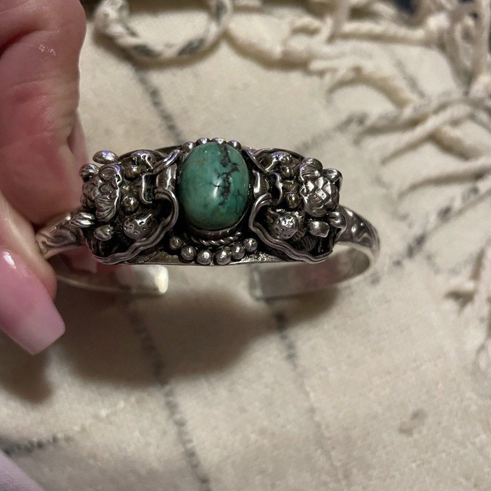Sterling silver and turquoise cuff bracelet